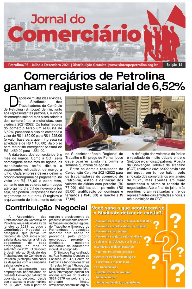 Foto do jornal Sintcope Jornal do Comerciário - Ed 14