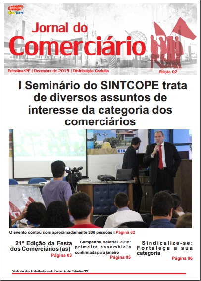 Foto do jornal Sintcope Jornal do Comerciário - Dezembro de 2015