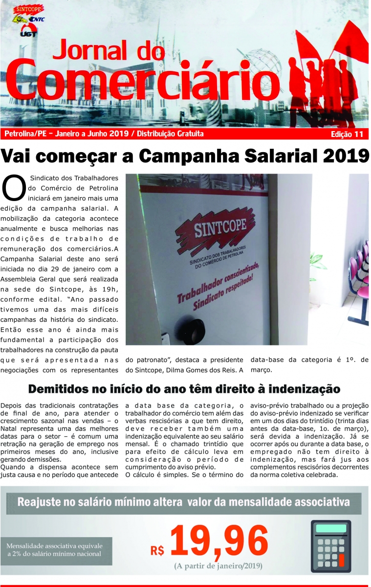 Foto do jornal Sintcope Jornal do Comerciário Ed. número 11