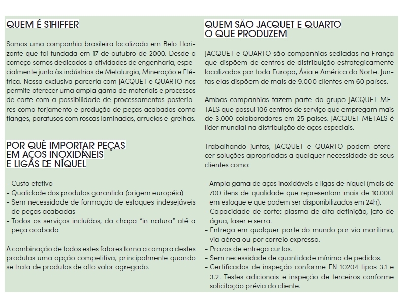 Catálogo produtos empresas QUARTO e JACQUET